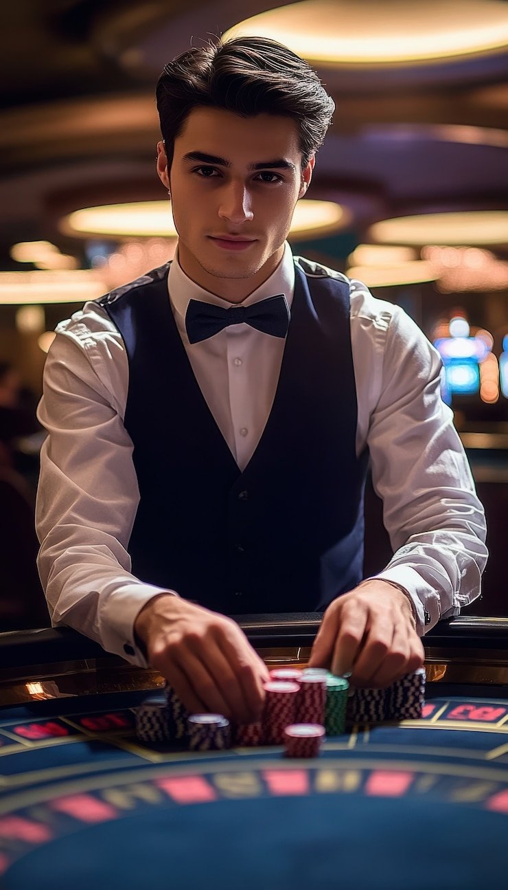 Live casino dashboard with roulette and blackjack tables on desktop screen